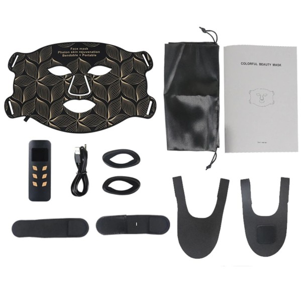 Infrarot-Silikonmaske mit rotem Licht, 8 Farben, LED-Therapie, Hautverjüngung, IPX7 wasserdicht, LCD-Controller, Timer, wiederaufladbarer Akku braun