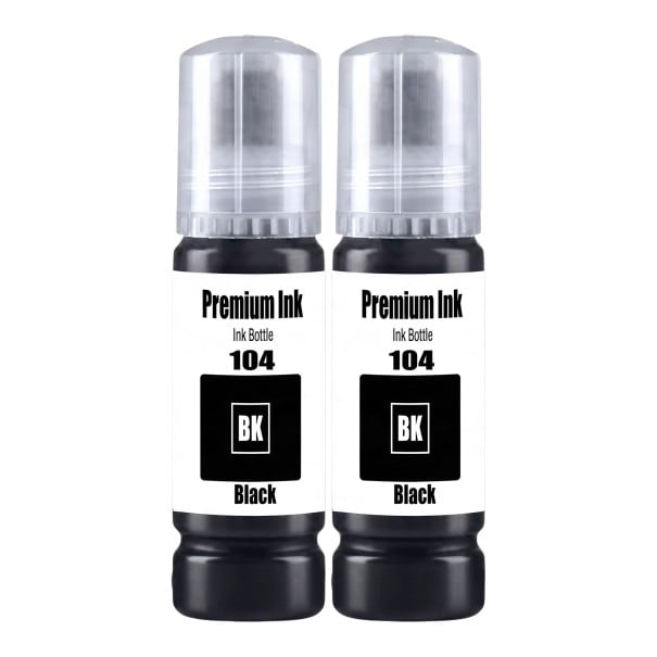 Inkoust 104 Sada 2 ks Pre Epson EcoTank ET-2821 ET-2825 ET-2826 ET-2830 Lahvičky 2x 70 ml Na vodnej báze Čierny 1