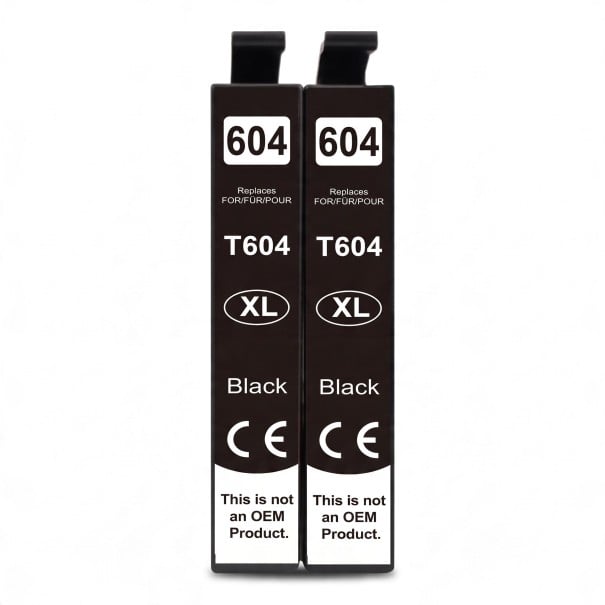 Inkoustové kazety Epson 604XL 2 ks Kompatibilní T604XL 12 ml S čipem Černá Pro XP-2200 XP-3200 XP-4200 WF-2910 WF-2930 a WF-2950 1