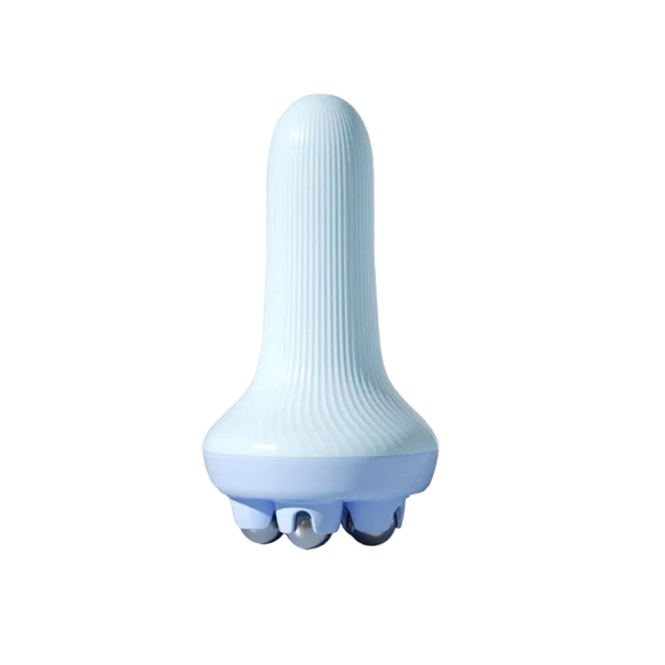 Instrument de masaj pentru mâini pentru picioare, abdomen și umeri Instrument de masaj pentru relaxare musculară cu 5 bile de oțel Instrument de masaj cu role 7,5 x 4,5 cm albastru