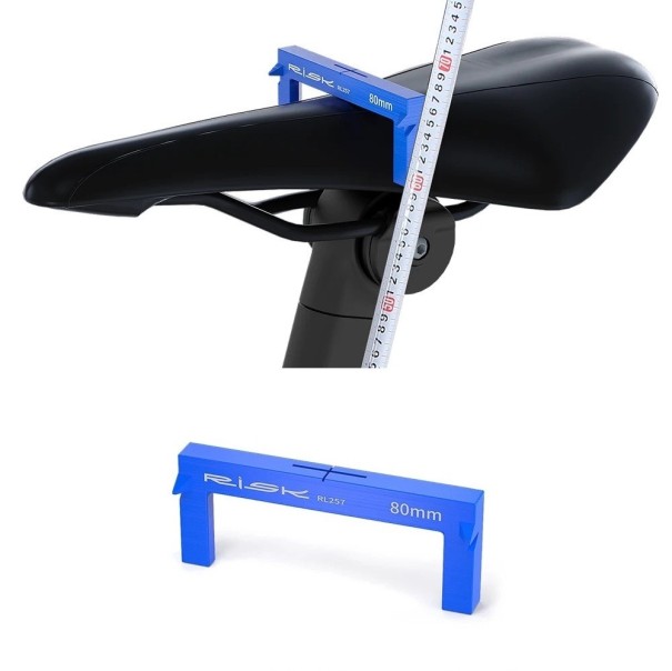 Instrument de măsurare a înălțimii șeii bicicletei 10 x 4 cm Albastru Măsurător de înălțime a șeii biciclete din aluminiu Ajustare și calibrare 1