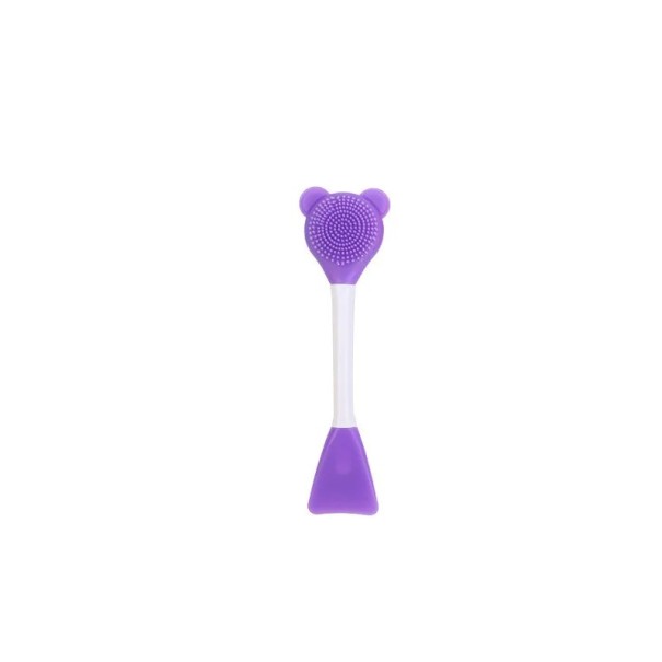 Instrument multifuncțional de îngrijire a feței cu două fețe, din silicon, pentru curățarea feței de urs și spatulă pentru mască 15 x 3 cm violet