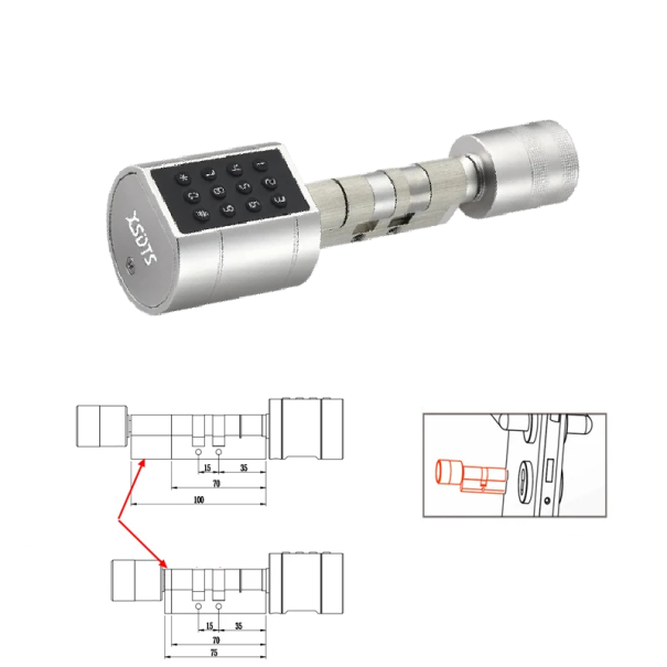 Inteligentný zámok dverí cylindrický otlačok prstu Bluetooth aplikácia klávesnica IC karta USB núdzové napájanie pre byt strieborná