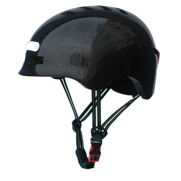 Intelligenter Fahrradhelm mit vorderem und hinterem LED-Licht, städtischer Unisex-Helm, verstellbarer Umfang, Größe L 58-61 cm, Batterie 750 mAh schwarz
