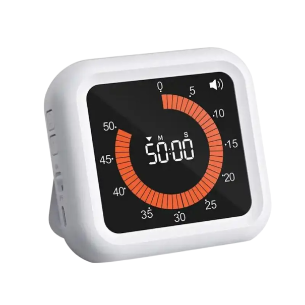 Intelligenter, leiser Küchentimer mit visuellem Countdown, analog, über USB wiederaufladbar, Minutenwecker, Timer für Kinder und Erwachsene, Stunde, Minute, Sekunde weiß