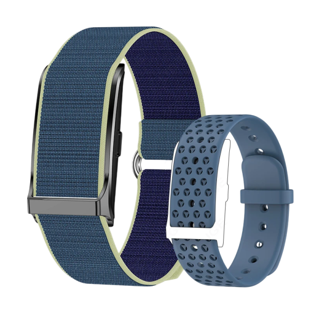 Intelligentes Armband mit Herzfrequenzmonitor Blutdruck Schrittzähler Sauerstoffsättigung Schlaf 2 austauschbare Armbänder Android iOS blau