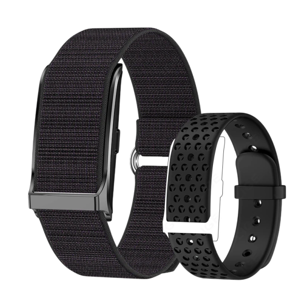 Intelligentes Armband mit Herzfrequenzmonitor Blutdruck Schrittzähler Sauerstoffsättigung Schlaf 2 austauschbare Armbänder Android iOS schwarz