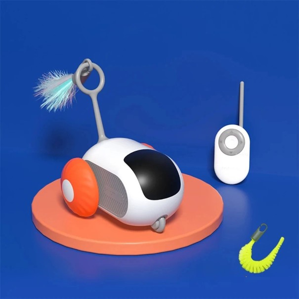Interactieve afstandsbedieningsauto voor katten en honden 2 modi met automatische beweging Speelgoedoogje Trainingsjachtspeelgoed oranje