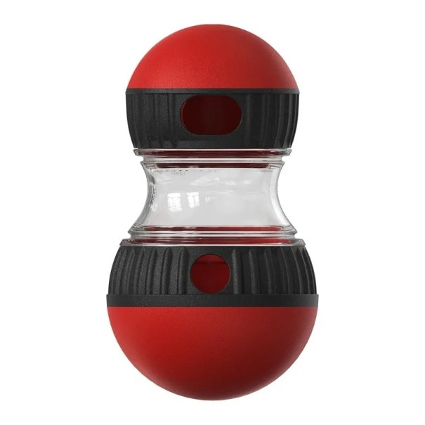 Interactieve hondenspeelgoed snack- en voerdispenser met verstelbare openingen tegen snel slikken 15,5 x 8,7 cm twee kleuren rood