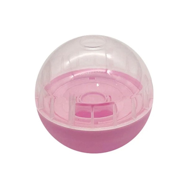 Interactive Treat Dispenser for Dogs Ball 8 cm Plastic Toy for Slow Feeding and Stimulating Training pink