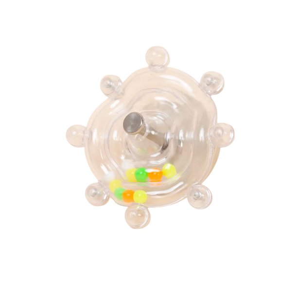 Interaktiivinen papukaijalelu 8 cm pyörivä riippuva lintuhäkkilelu nokan harjoitteluun aistien stimulointipeli ja hauskaa linnuille Läpinäkyvä