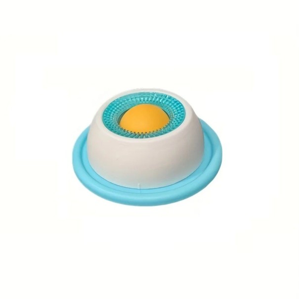 Interaktiv skål til hunde og katte 12 x 12 cm Plastskål med slikbold til yoghurt, vådfoder og langsom fodring blå