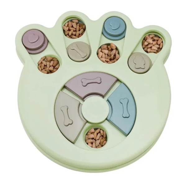 Interaktiv skåle til hunde og katte til langsom fodring mod hultning træningslegetøj med godbid dispenser 23 cm grøn