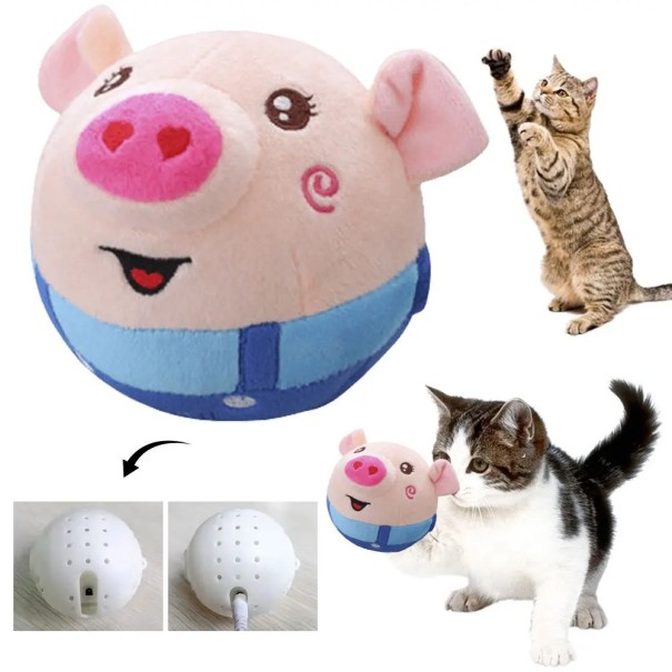 Interaktive Plüschspielzeug für Hunde und Katzen Schweinchen 15 cm springender sprechender Ball mit USB-Aufladung und Fernbedienung 1