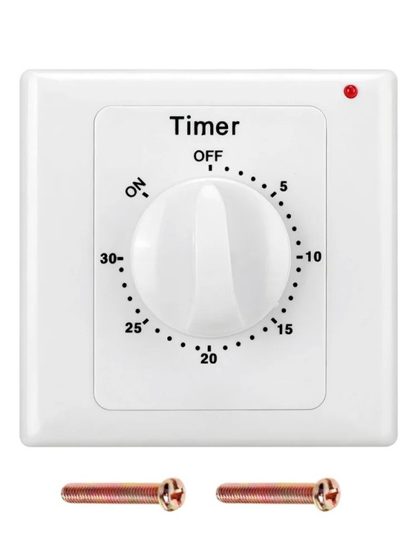 Interrupteur horaire mural mécanique 220V 10A 2000W, minuterie 30 minutes, interrupteur pour pompes, lumières et appareils, 86 x 86 x 50 mm, blanc 1