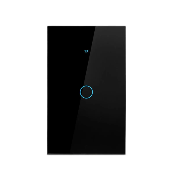 Interruttore a muro touch intelligente WiFi Bluetooth 1gang 12 x 7,2 cm retroilluminato LED Controllo tramite mobile Alexa Google Home Vetro nero