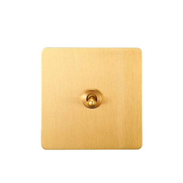 Interruttore a parete retro a corrente alternata 1Gang 2Way con leva in ottone vintage, 86 × 86 mm, acciaio inossidabile spazzolato, oro, per fai da te 1