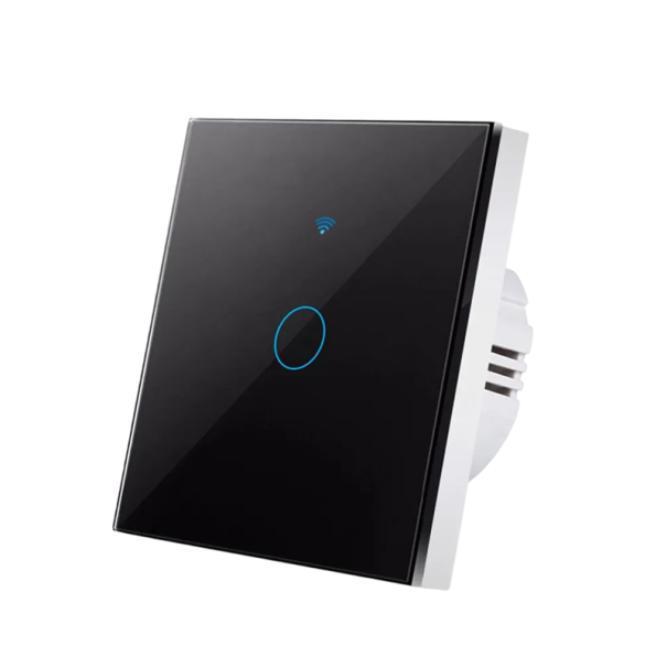 Interruttore da parete WiFi 433 MHz 1 gang 220V con controllo tramite app in vetro temperato Alexa Google Home 8,6 x 8,6 cm nero