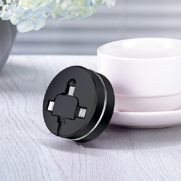 Intrekbare USB-kabel Lightning / Micro USB / USB-C K622 zwart