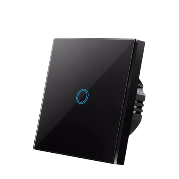 Întrerupător tactil de perete 220V 8,6 x 8,6 x 3,5 cm Sticlă securizată și plastic PC Iluminare în întuneric Design modern Control inteligent negru