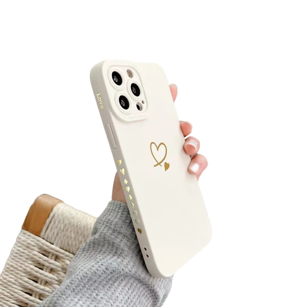 iPhone 16 Herz Silikonhülle iPhone 16 Bunte Herz Silikonhülle iPhone 16 Love Soft Cover weiß