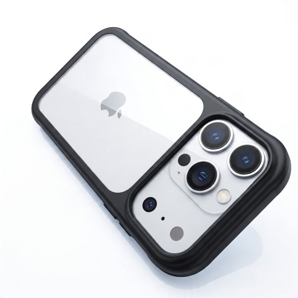 iPhone 18 Pro Max Suojakuori Läpinäkyvä Takapaneeli PC + TPU Materiaalista Valmistettu Kameran Kehys Iskunkestävyys musta