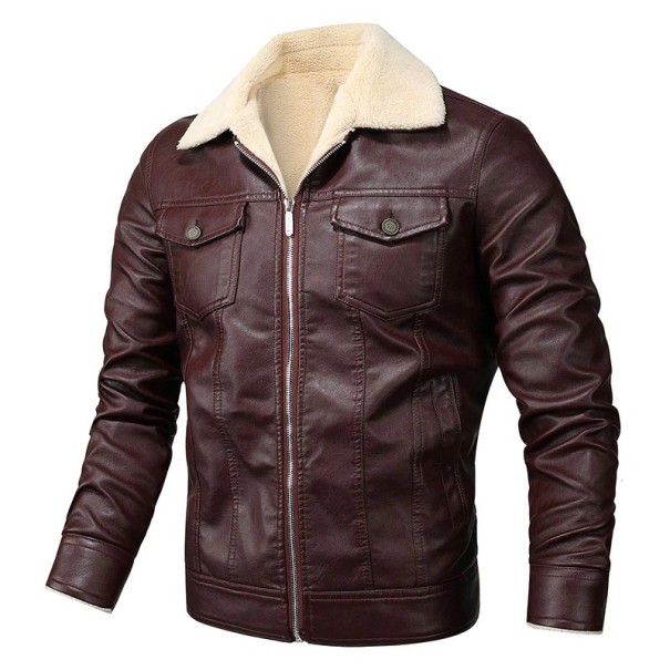 Isolierte Lederjacke für Herren kaffee XXL
