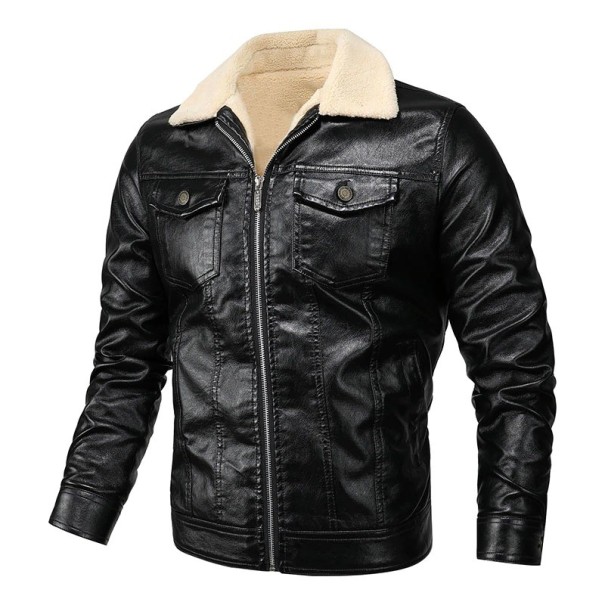 Isolierte Lederjacke für Herren schwarz XS