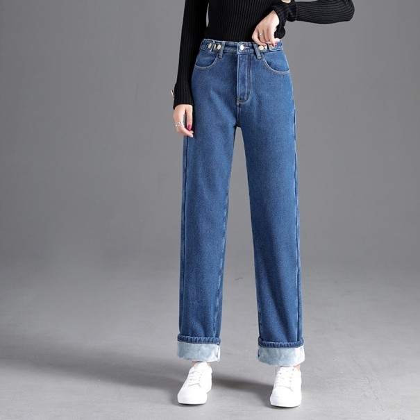 Isolierte, lockere Damenjeans dunkelblau L