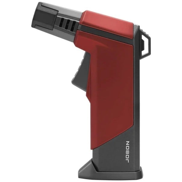 Isqueiro a gás butano recarregável com chama de jato resistente ao vento Tanque de combustível visível Isqueiro para grelhados e velas vermelho