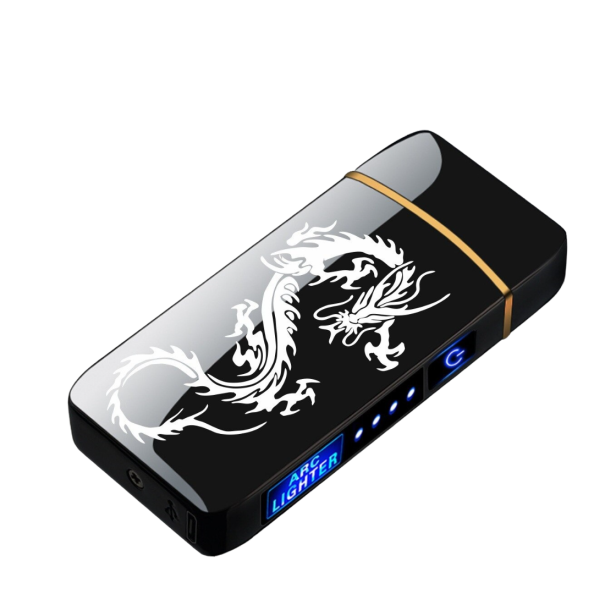 Isqueiro USB plasma com dragão P3420 preto