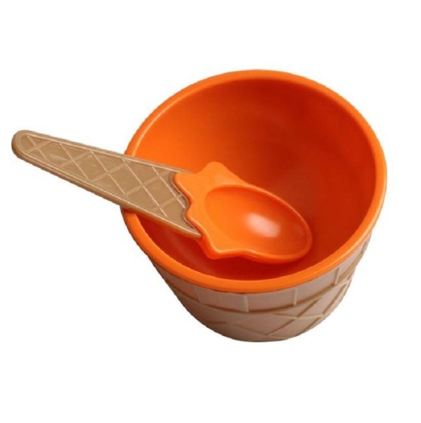 Isskål med ske orange