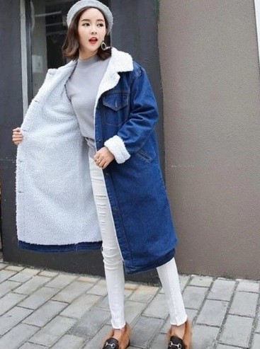 J1825 Jeansmantel für Damen dunkelblau S