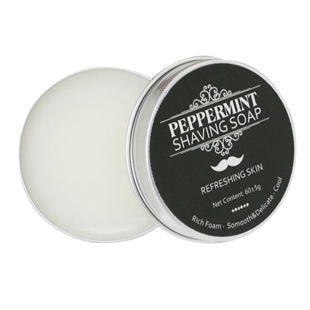 Jabón de afeitar para hombres Espuma de afeitar sólida con aroma a menta 60 g Jabón de afeitar para pieles sensibles 1