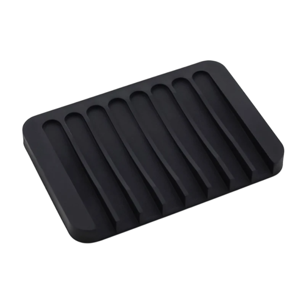 Jabonera de silicona de 11,5 x 8 x 1 cm, autodrenante, antideslizante, organizador de baño multifuncional. negro