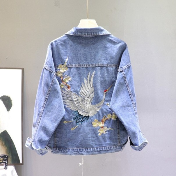 Jachetă de denim de damă P1656 albastru S