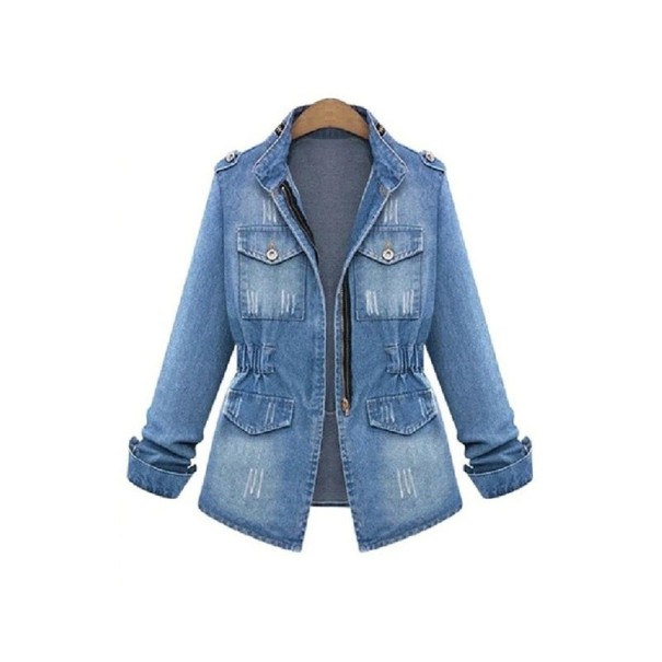 Jachetă de denim de damă P1773 XS