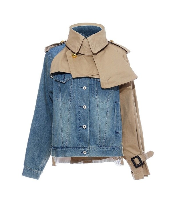 Jachetă de denim de damă P1912 bej L