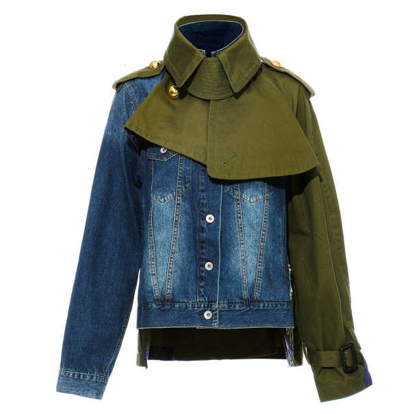 Jachetă de denim de damă P1912 verde armată L