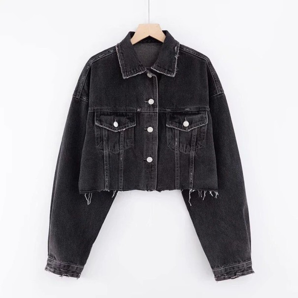 Jachetă de denim de damă P2000 negru L