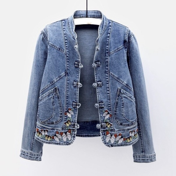 Jachetă de denim de damă P2130 albastru M