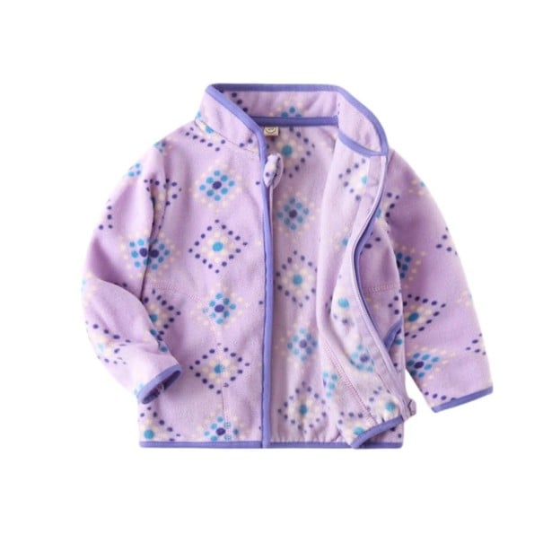 Jachetă de iarnă pentru copii cu guler înalt Jachetă unisex călduroasă cu fermoar Jachetă din pluș violet cu buzunare Jachetă de iarnă pentru copii 2
