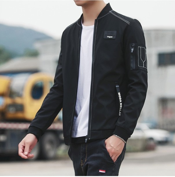 Jachetă de primăvară elegantă pentru bărbați cu guler J2740 negru XXS