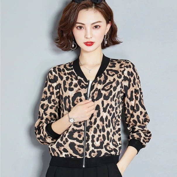 Jachetă leopard de damă P2453 maro deschis L