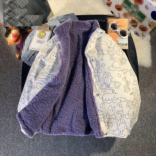 Jachetă pentru femei cu două fețe P1365 violet M