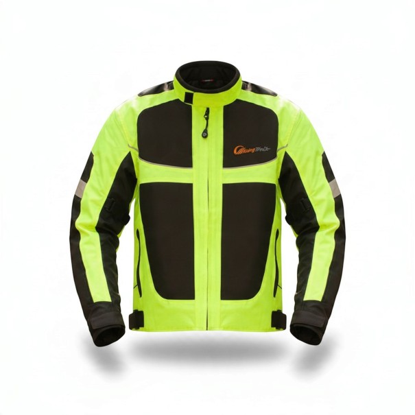 Jachetă reflexivă pentru motocicletă Unisex Guler în picioare și buzunare cu fermoar Mâneci și talie ajustabile Poliester și nylon Galben neon XS