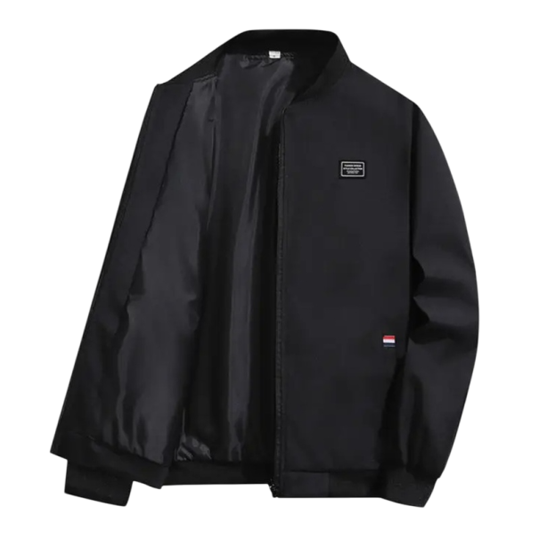 Jachetă ușoară cu fermoar și căptușeală Jachetă de tranziție la modă pentru oraș Jachetă sport cu tiv elastic Jachetă elegantă pentru timpul liber și primăvară negru XS