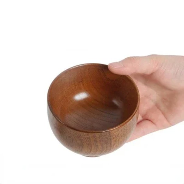 Japanese Wooden Bowl 260 ml 7x10 cm Traditional Serving Bowl Made of Natural Wood Lightweight Rustic Bowl for Soup Rice Sushi Zen Style 1