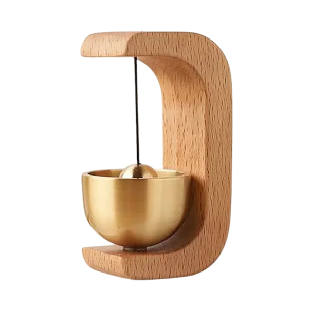 Japanische Dopaminglocke 7 x 4,5 x 3,5 cm mit Magnet und Holzständer Meditationsglocke Entspannungsdeko 1