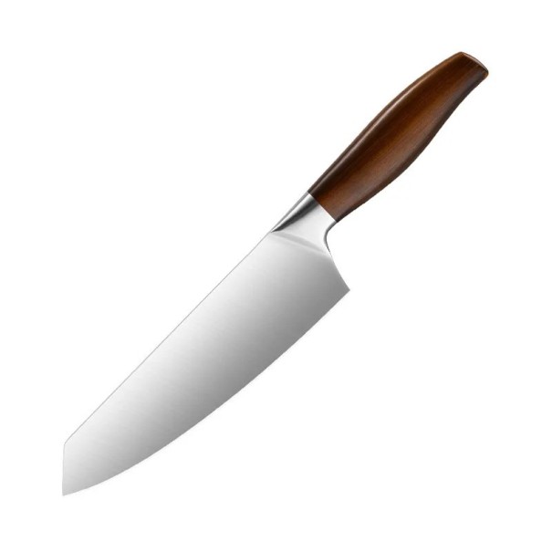 Japanischer Kochmesser aus Edelstahl Silberne Klinge Brauner Griff Professionelles Küchenmesser zur Lebensmittelzubereitung 3,2 x 5,5 cm 1